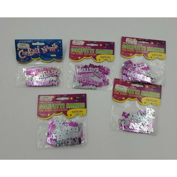 Strevina & Kalan Other - Personalized Name Confetti Kaitlyn 5 Packs Foil Pink & Silver Party Craft